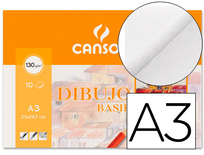 10h papel dibujo Canson Basik A3 130g/m² sin recuadro